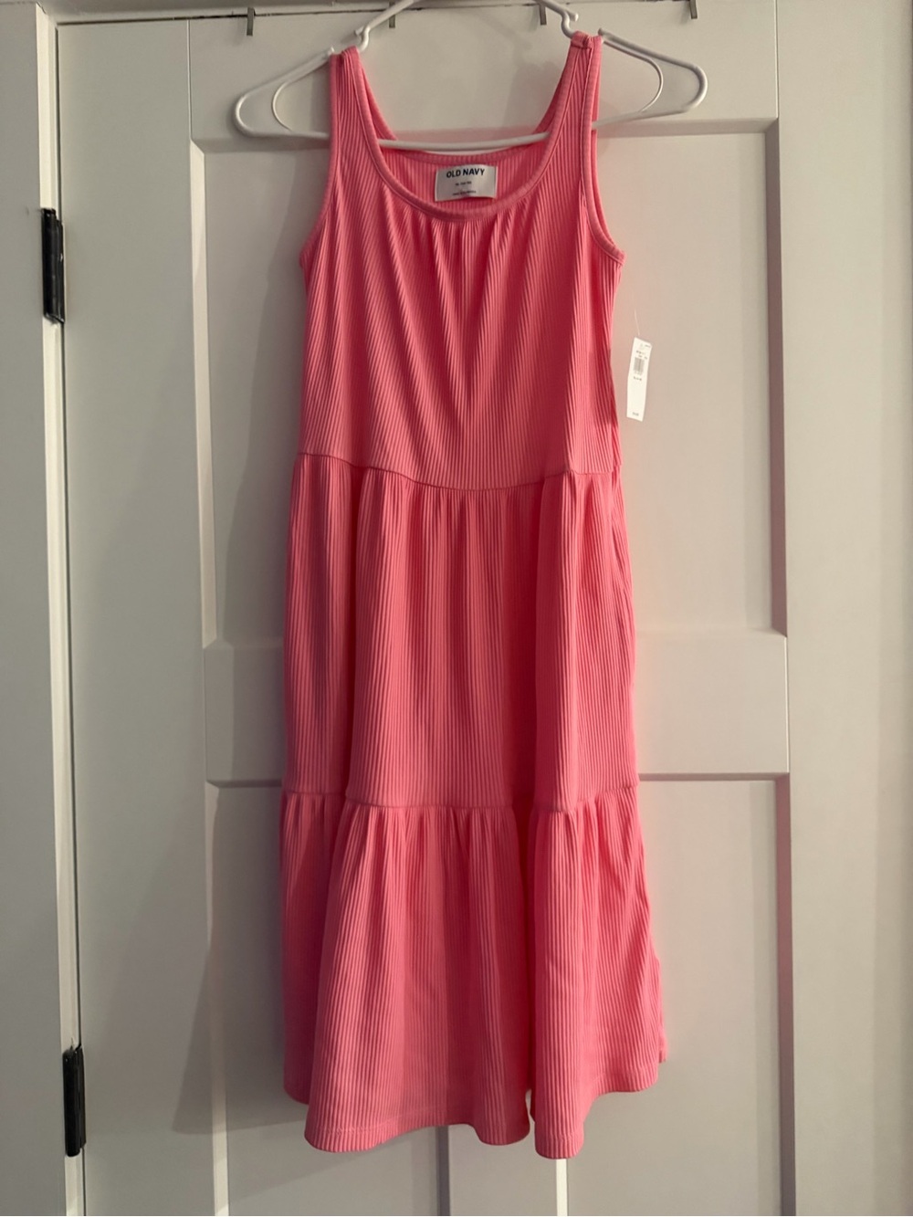 Old Navy Pink Ribbed Tiered Tank Dress